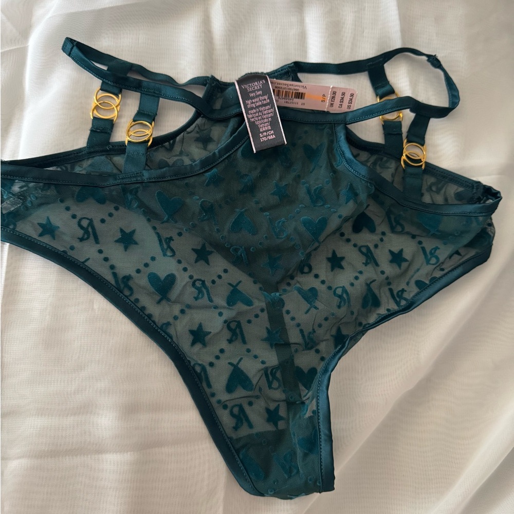 Victoria’s Secret very sexy Hi-waist  strappy thong Sheer Lace panty. NWT - S
